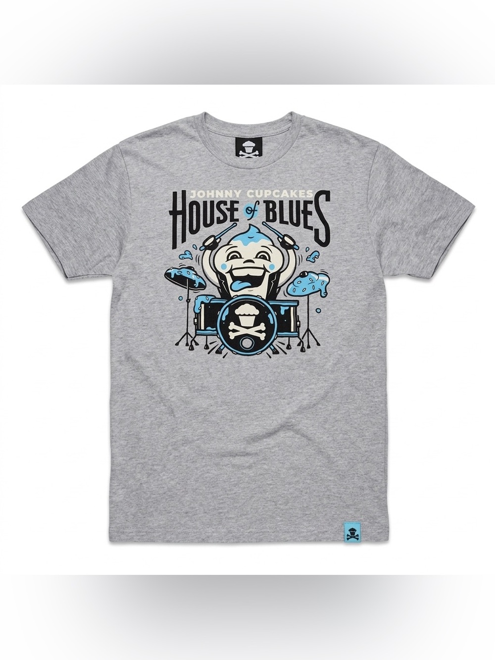 Johnny Cupcakes House Of Blues T Shirt Mens Large Gray Graphic Drummer